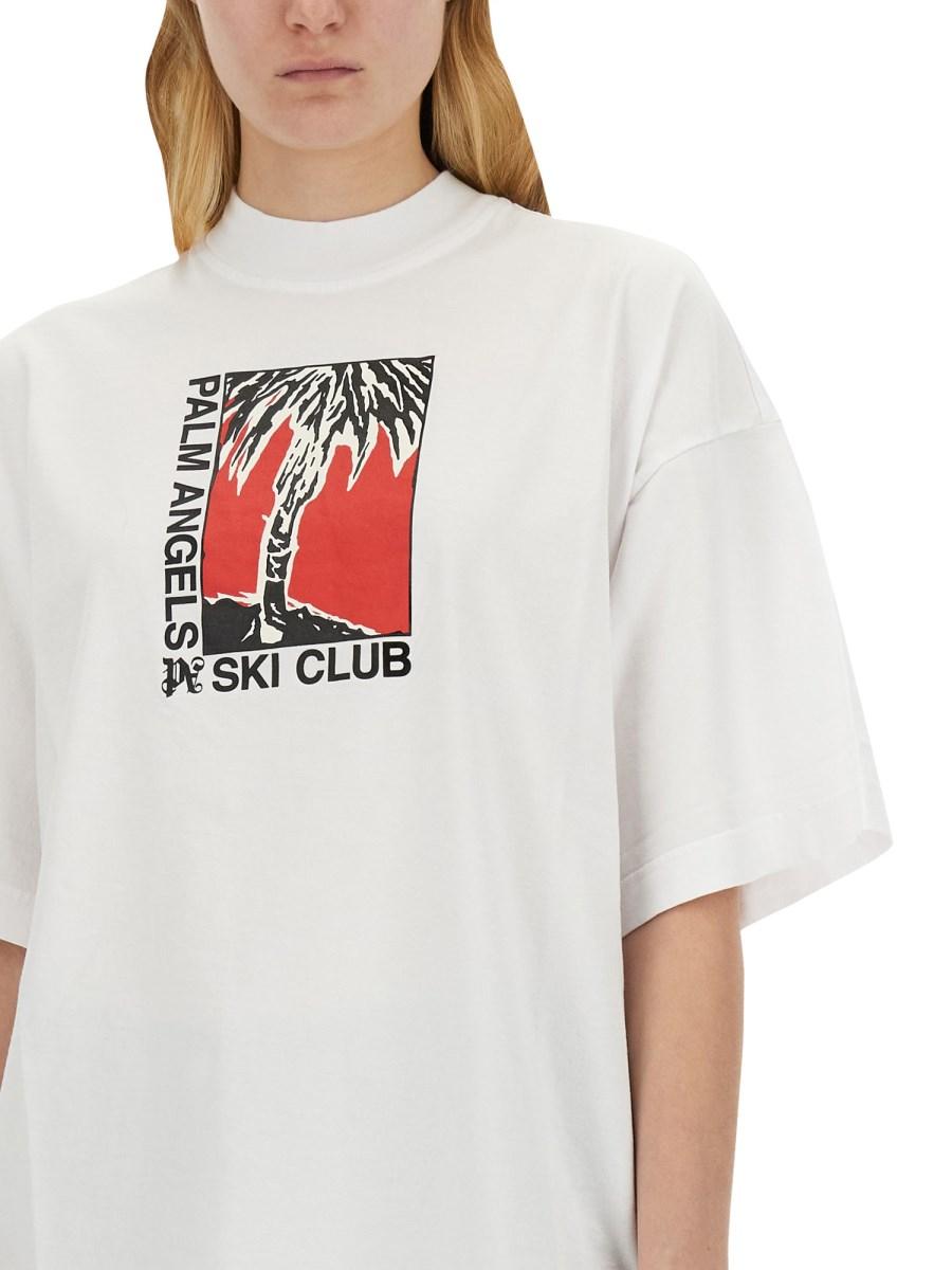 PALM ANGELS T-SHIRT PALM SCI CLUB IN JERSEY DI COTONE