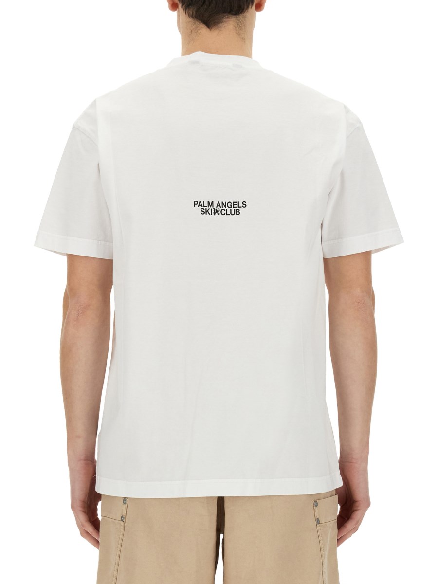 PALM ANGELS T-SHIRT PALM SCI CLUB IN JERSEY DI COTONE