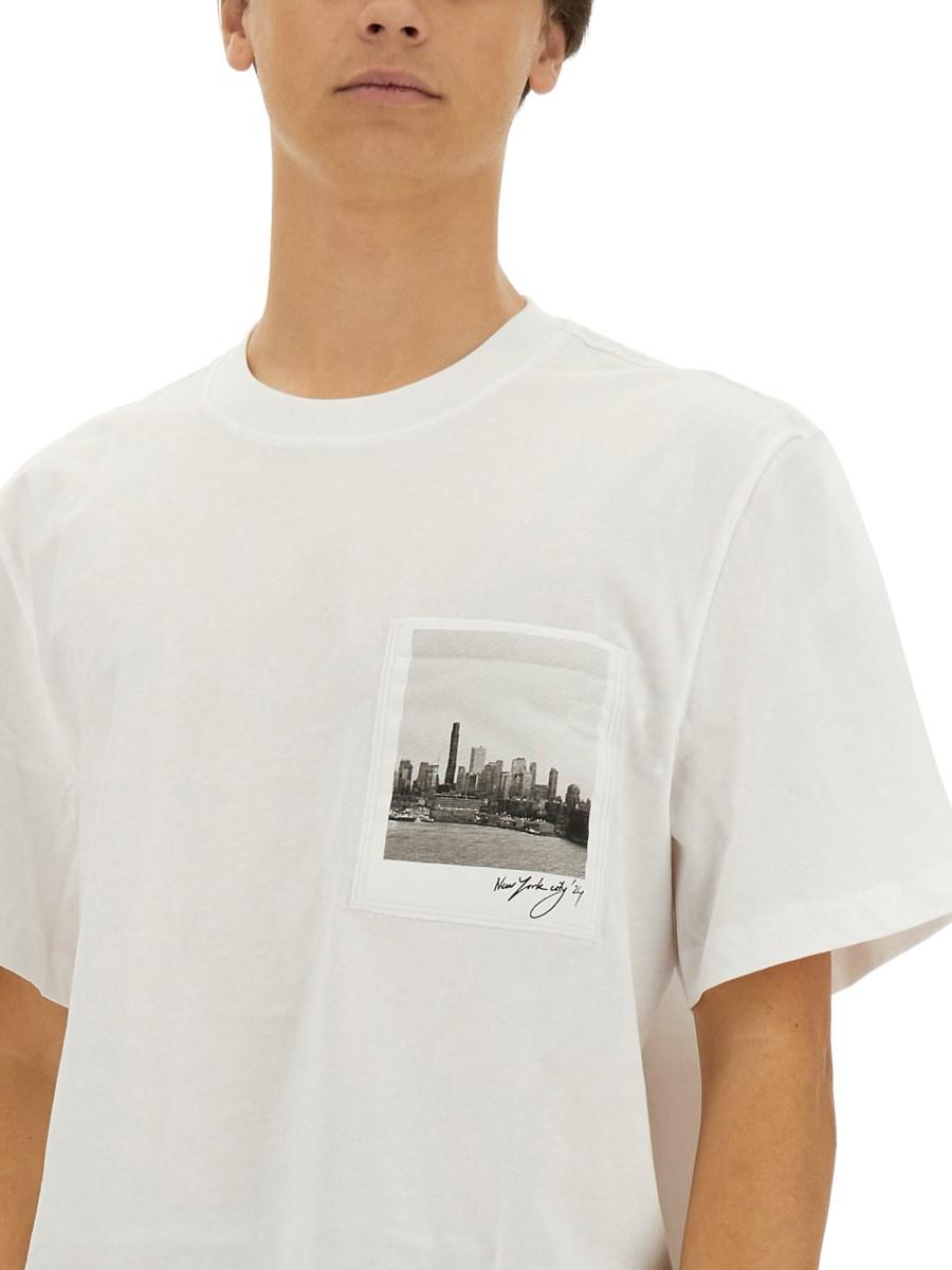 HELMUT LANG T-SHIRT POSTCARD SKYLINE IN JERSEY DI COTONE