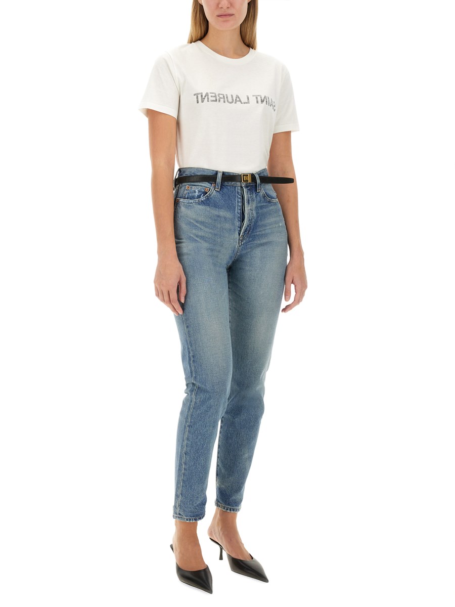 SAINT LAURENT T-SHIRT SAINT LAURENT REVERSE IN JERSEY DI COTONE
