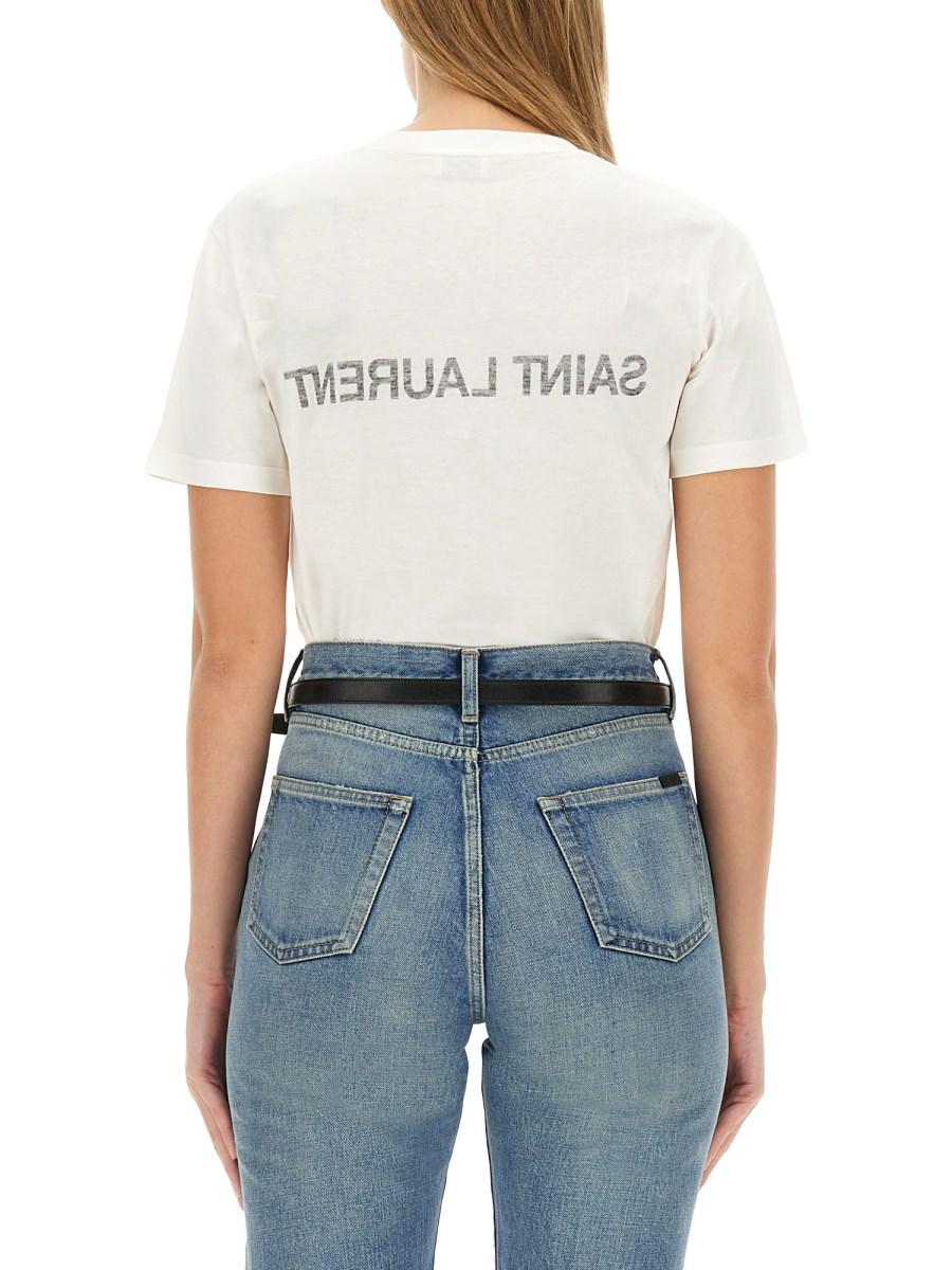 SAINT LAURENT T-SHIRT SAINT LAURENT REVERSE IN JERSEY DI COTONE