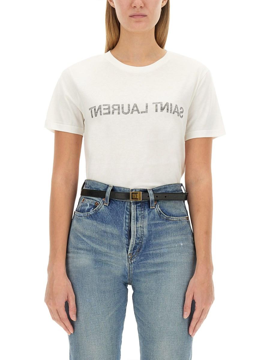 SAINT LAURENT T-SHIRT SAINT LAURENT REVERSE IN JERSEY DI COTONE
