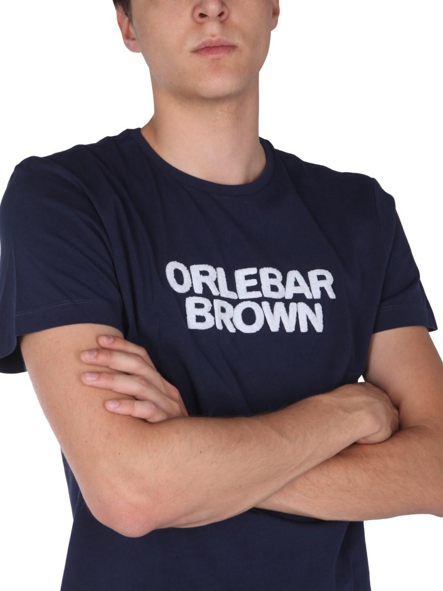 ORLEBAR BROWN T-SHIRT SAMMY OB TOWELLING IN JERSEY DI COTONE CON LOGO IN SPUGNA