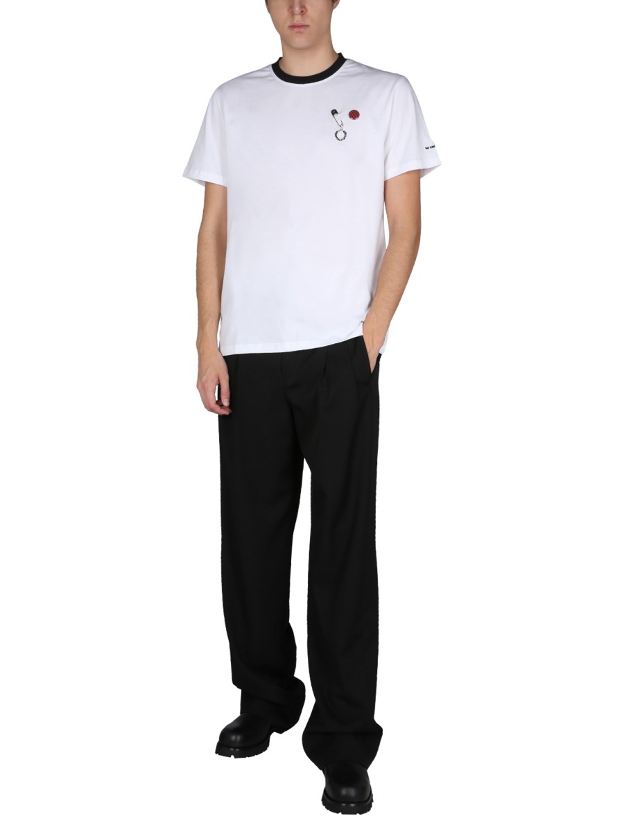FRED PERRY X RAF SIMONS T-SHIRT SLIM FIT IN JERSEY DI COTONE CON LOGO