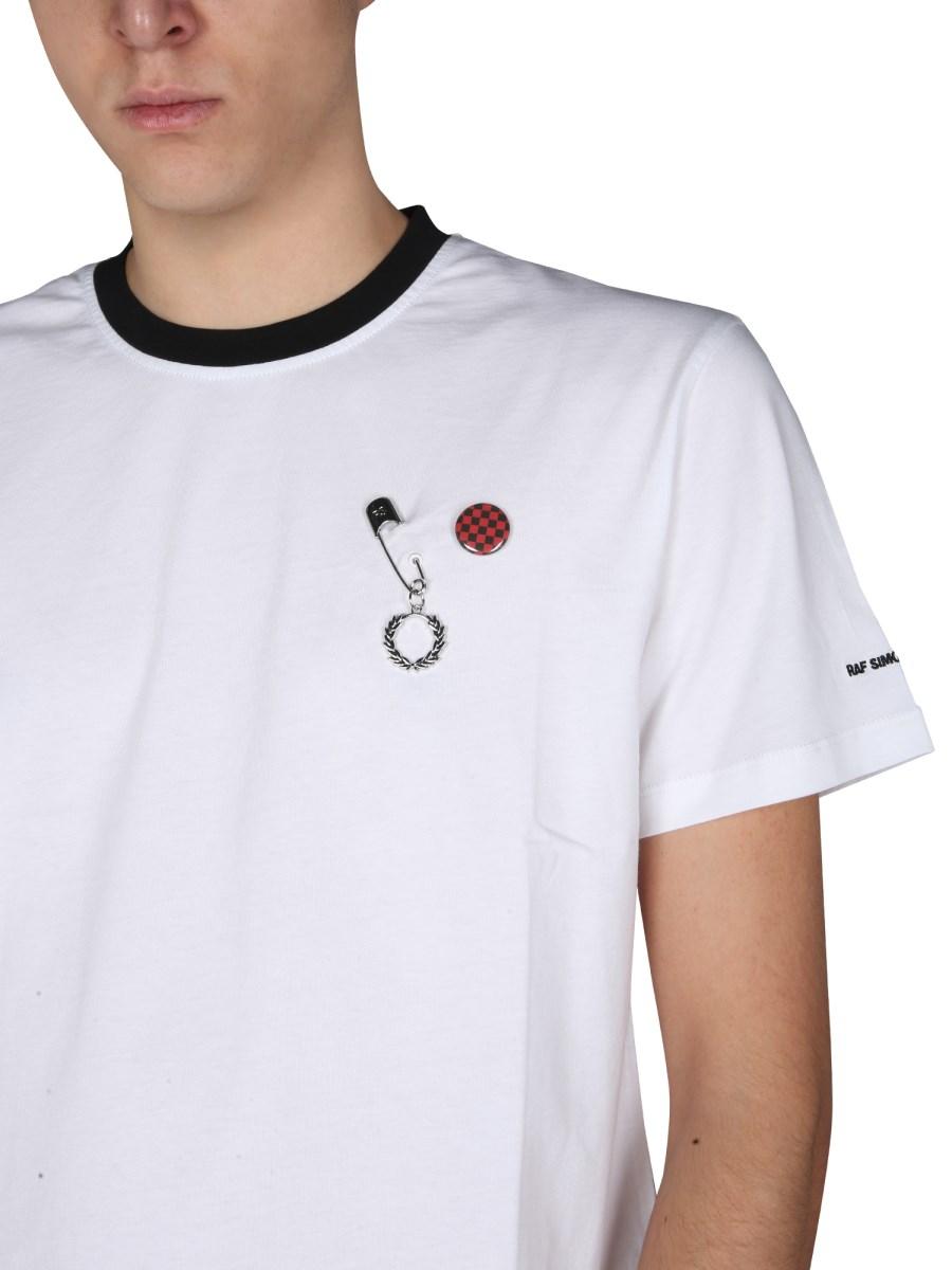 FRED PERRY X RAF SIMONS T-SHIRT SLIM FIT IN JERSEY DI COTONE CON LOGO