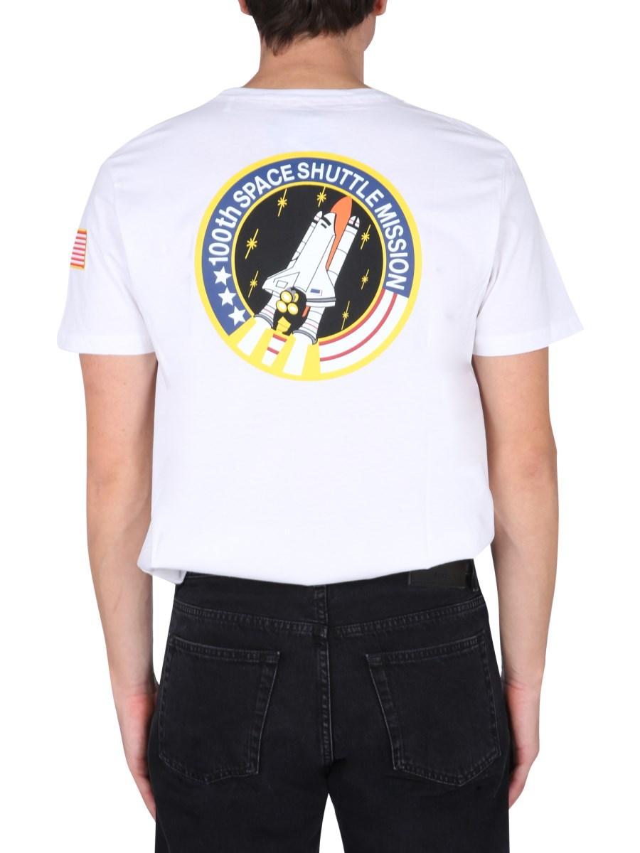 ALPHA INDUSTRIES T-SHIRT SPACE SHUTTLE IN JERSEY DI COTONE CON PATCH