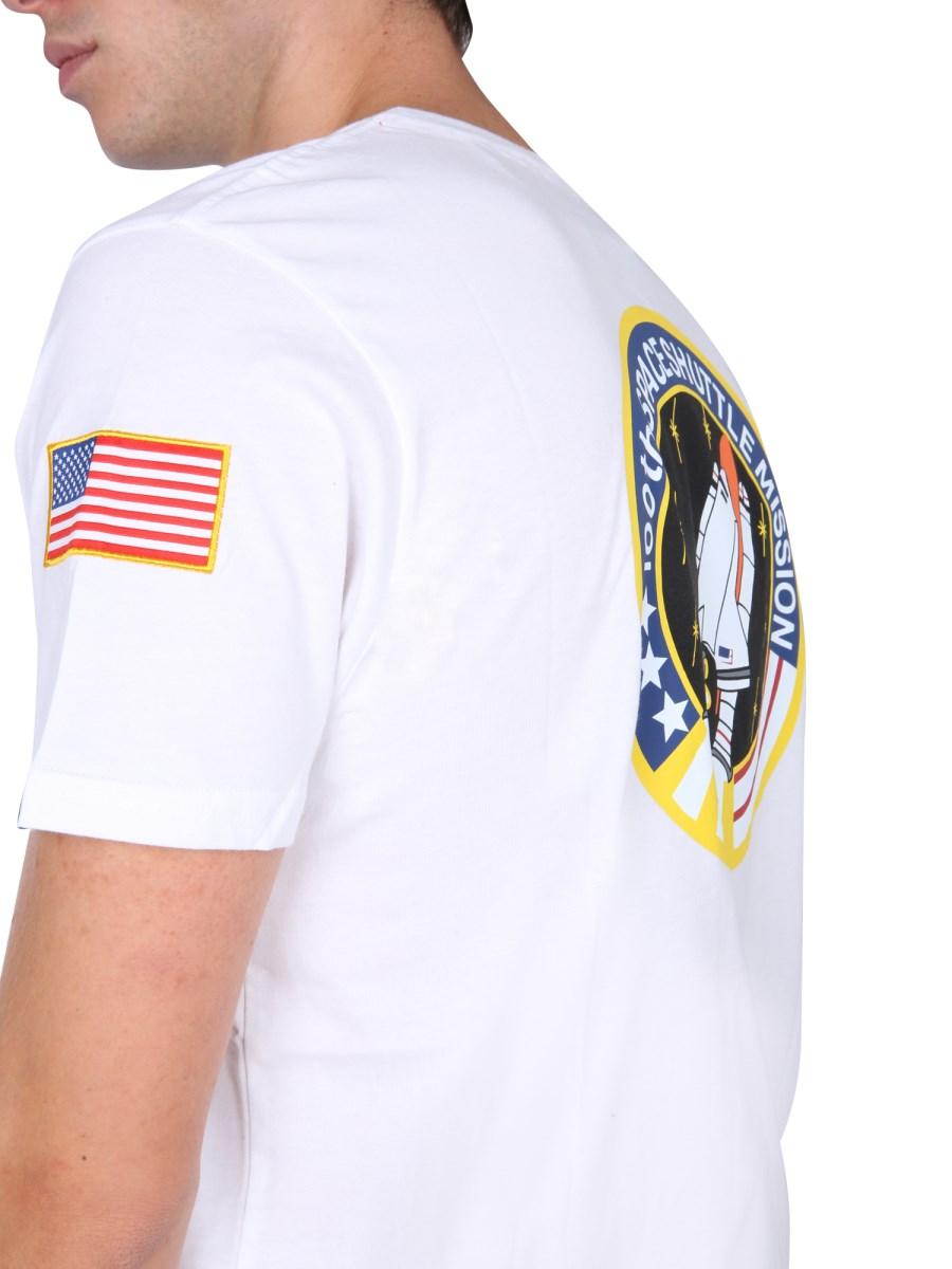 ALPHA INDUSTRIES T-SHIRT SPACE SHUTTLE IN JERSEY DI COTONE CON PATCH