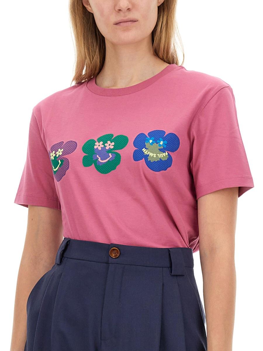 PS BY PAUL SMITH T-SHIRT TRIO FLOWER IN JERSEY DI COTONE