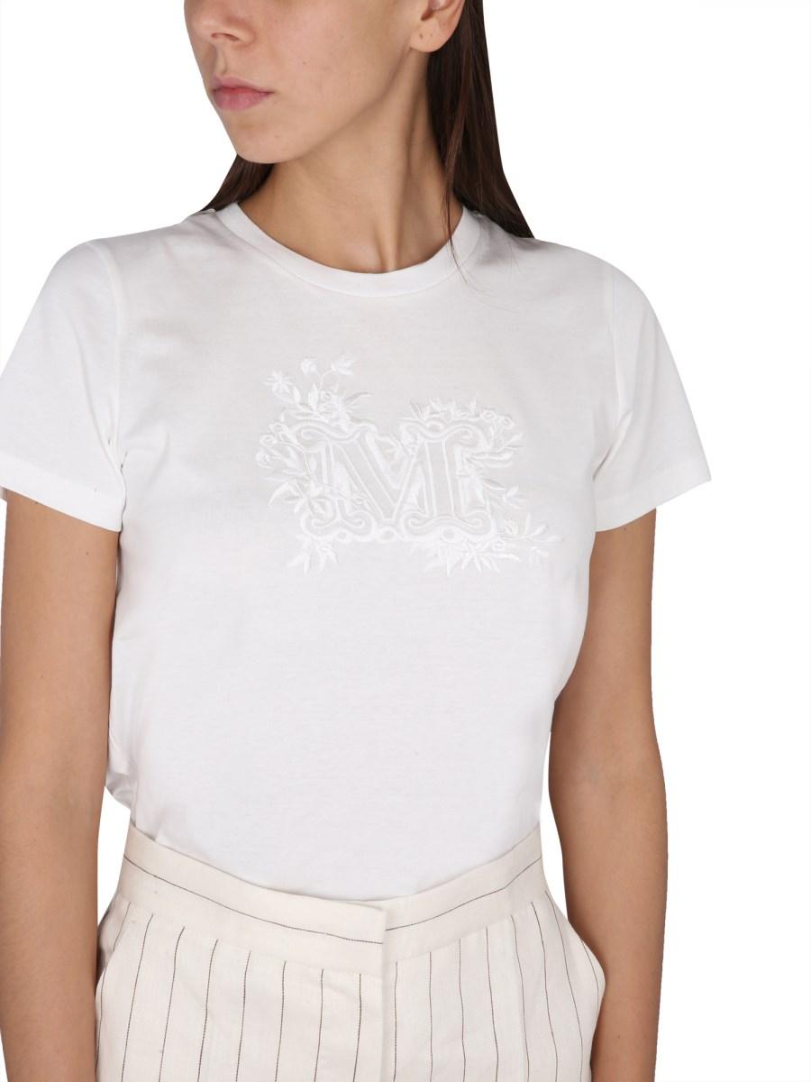 MAX MARA T-SHRIT IN JERSEY DI COTONE CON RICAMO LOGO
