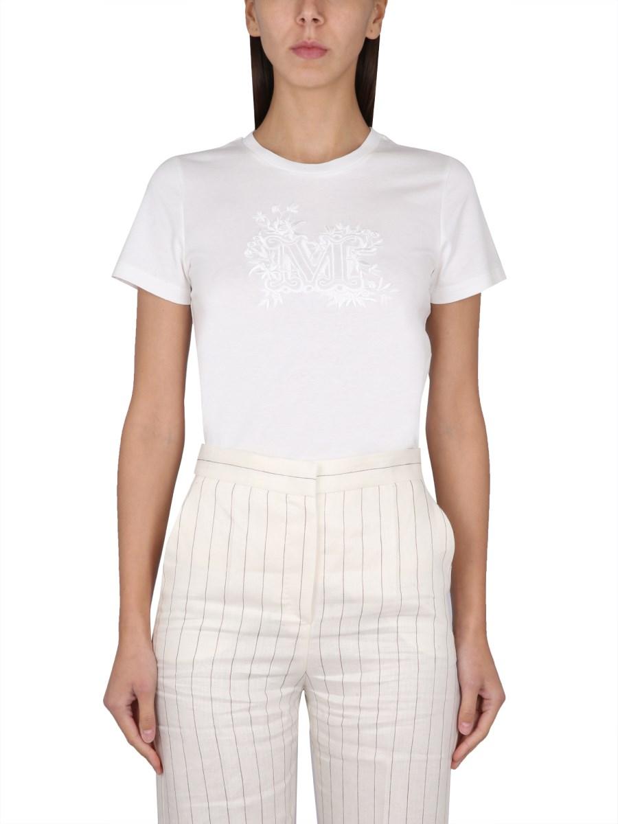 MAX MARA T-SHRIT IN JERSEY DI COTONE CON RICAMO LOGO