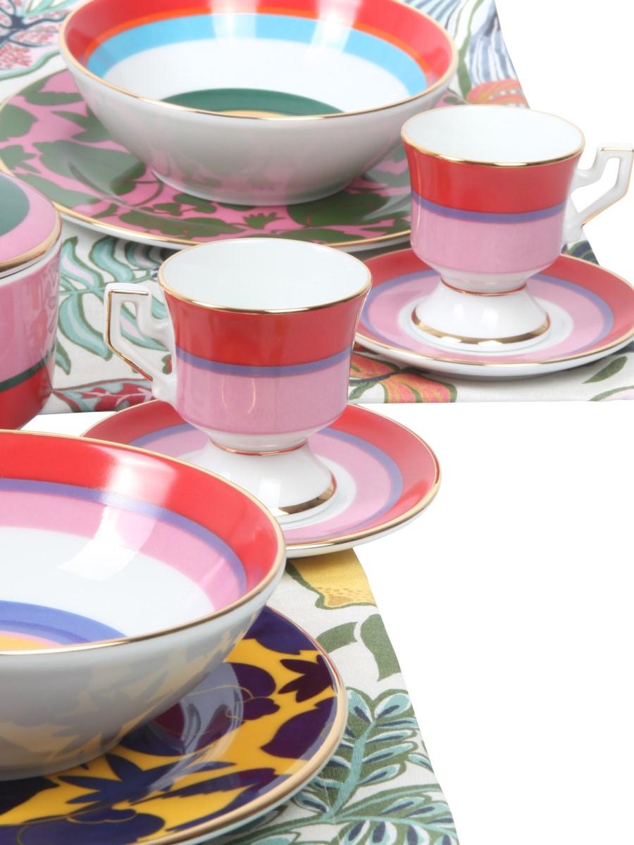 LA DOUBLEJ TAZZINA ESPRESSO IN PORCELLANA CON STAMPA RAINBOW SET DA DUE