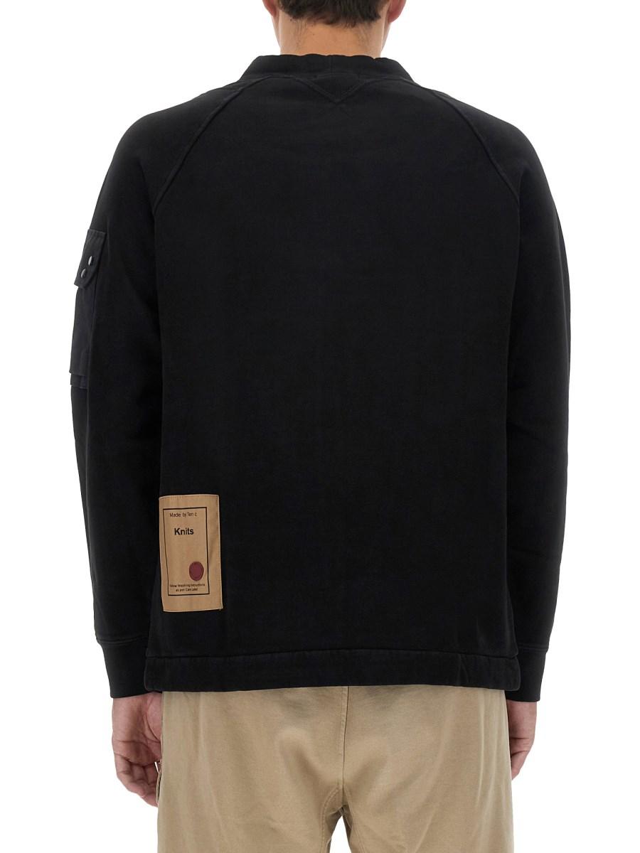TEN C FELPA CON LOGO IN COTONE
