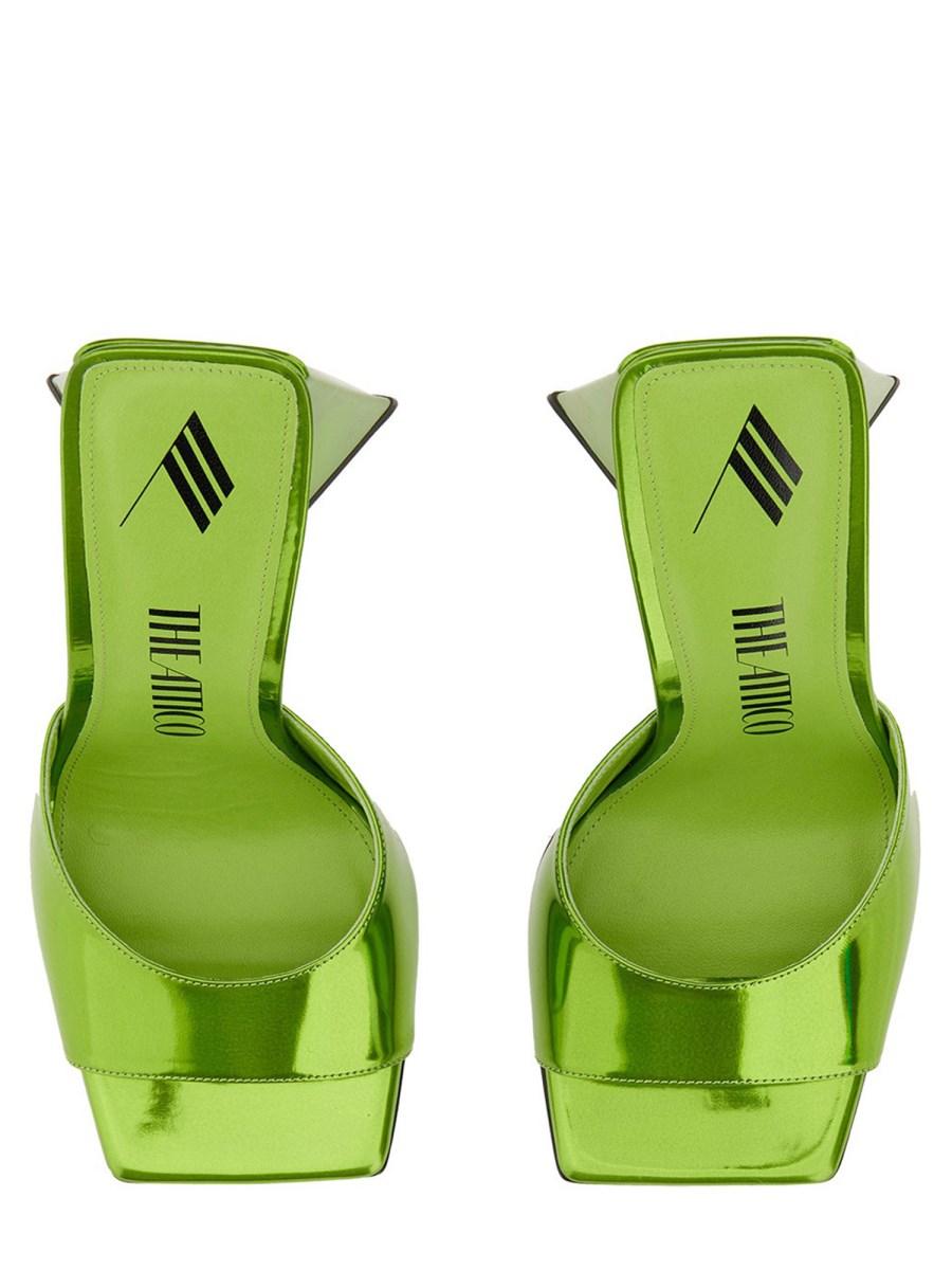 THE ATTICO MULE DEVON IN PELLE LAMINATA