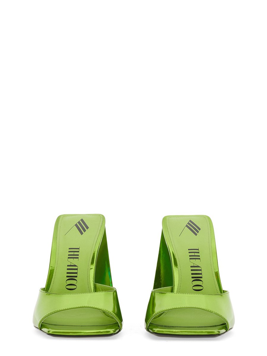 THE ATTICO MULE DEVON IN PELLE LAMINATA