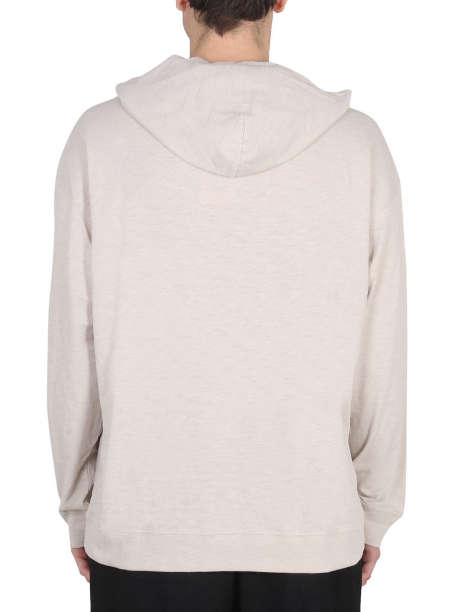 THEORY FELPA CON CAPPUCCIO "ALLSTON" IN COTONE