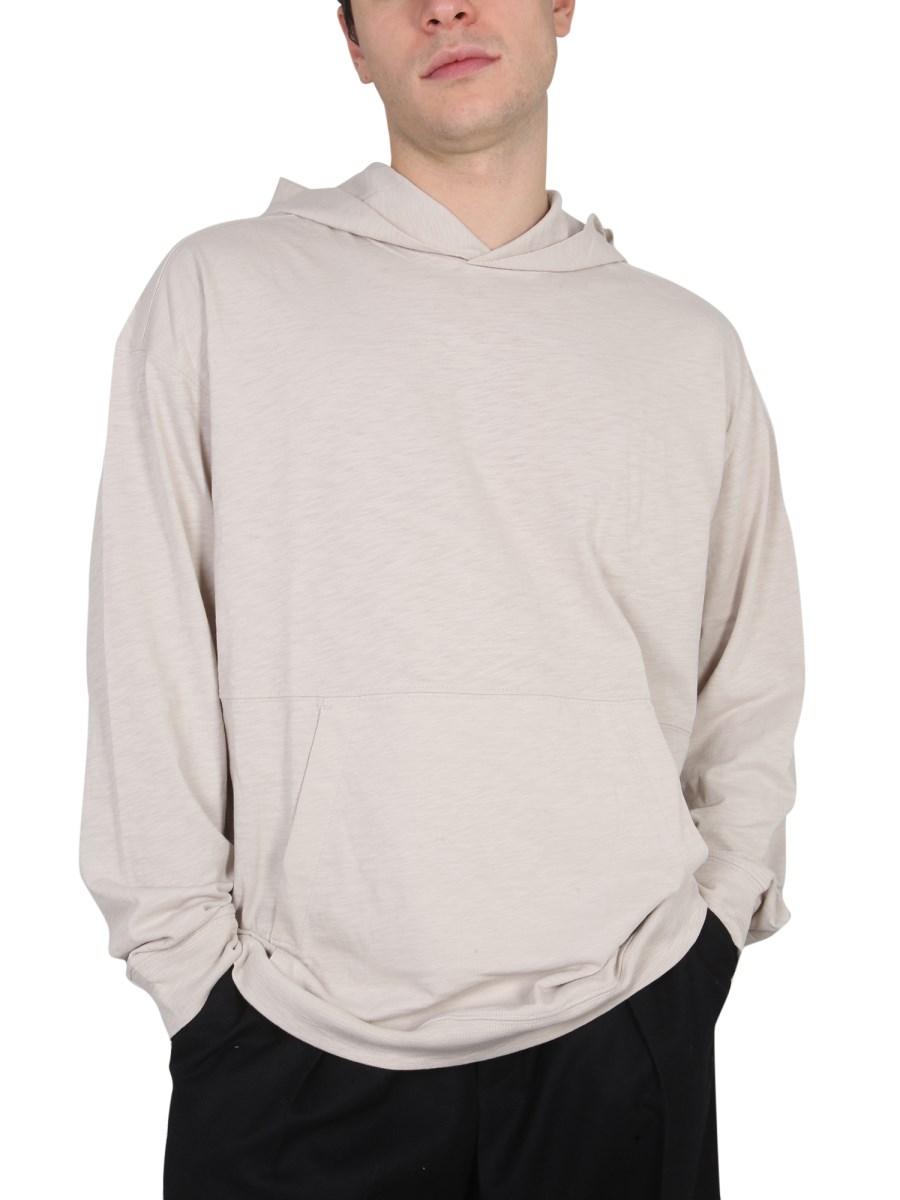 THEORY FELPA CON CAPPUCCIO "ALLSTON" IN COTONE