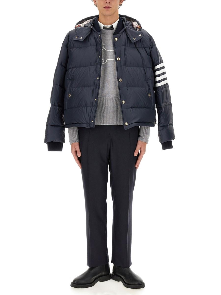 THOM BROWNE BOMBER IN NYLON OPACO CON CAPPUCCIO