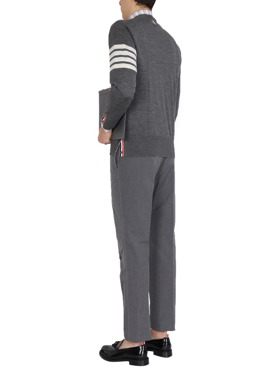 THOM BROWNE CARDIGAN IN LANA CON INTARSIO 4BAR