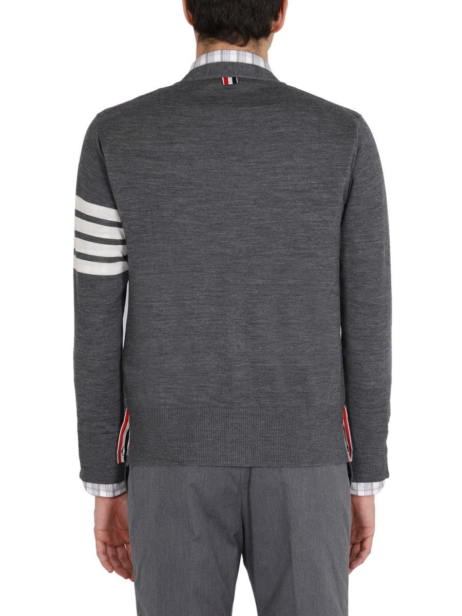 THOM BROWNE CARDIGAN IN LANA CON INTARSIO 4BAR
