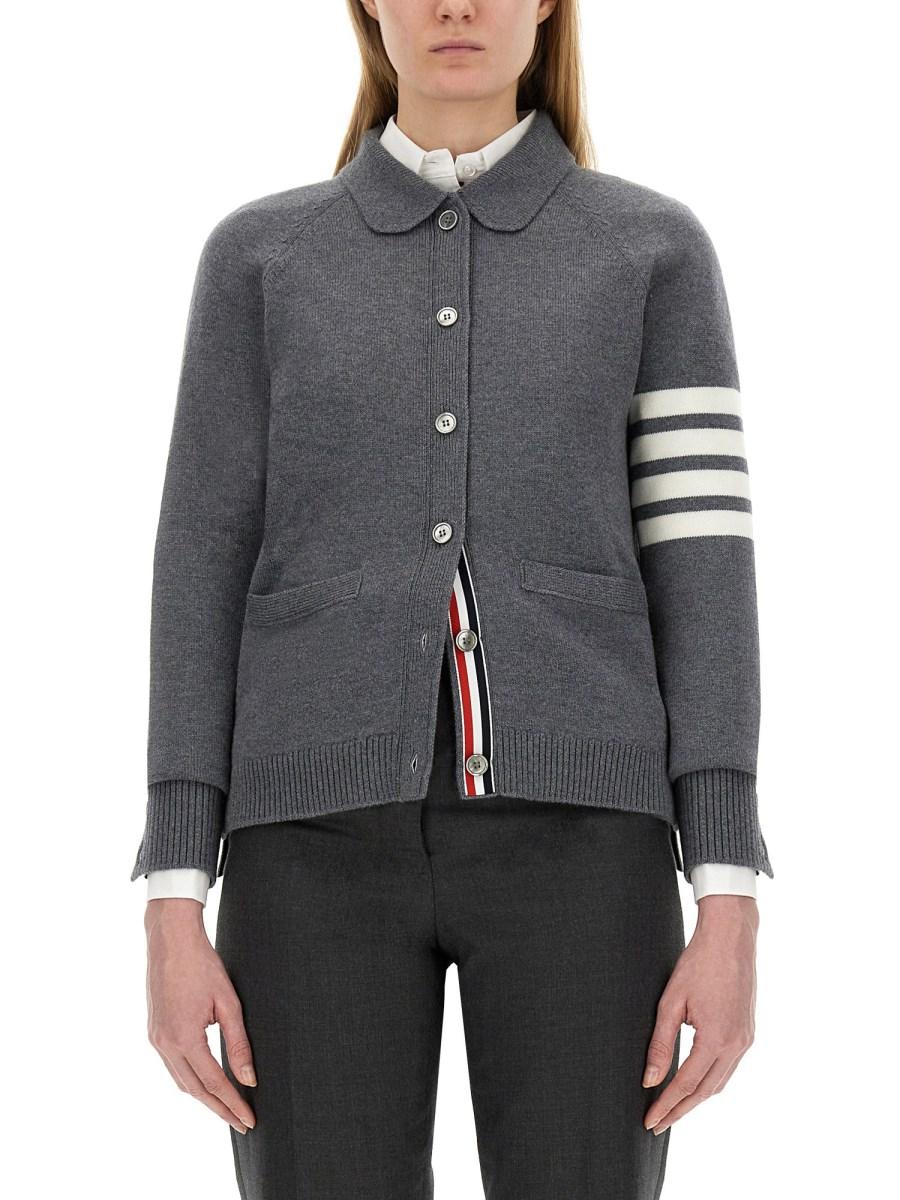 THOM BROWNE CARDIGAN POLO IN LANA VERGINE