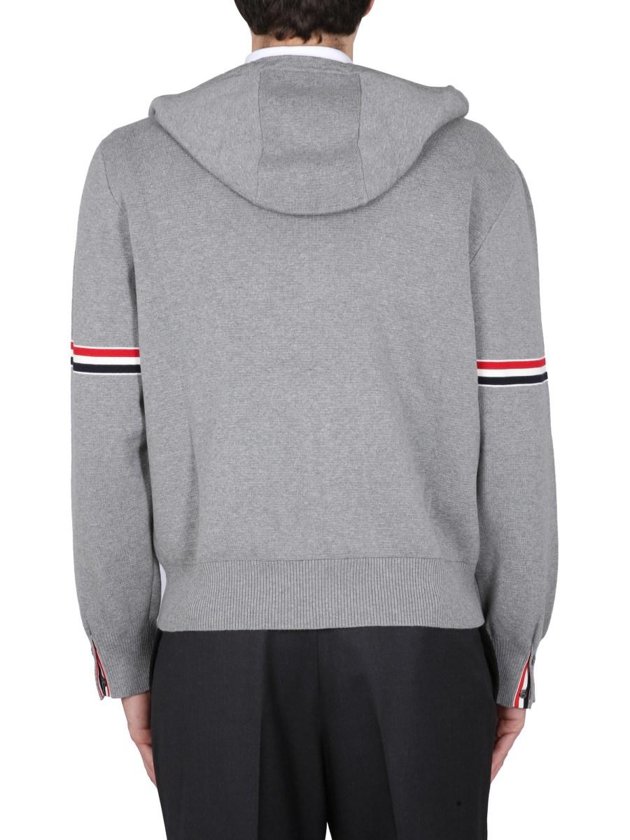 THOM BROWNE FELPA CON CAPPUCCIO IN COTONE