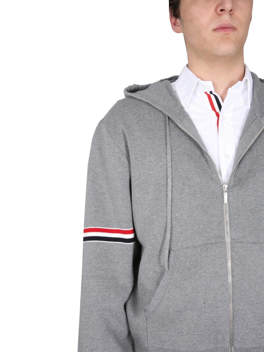 THOM BROWNE FELPA CON CAPPUCCIO IN COTONE