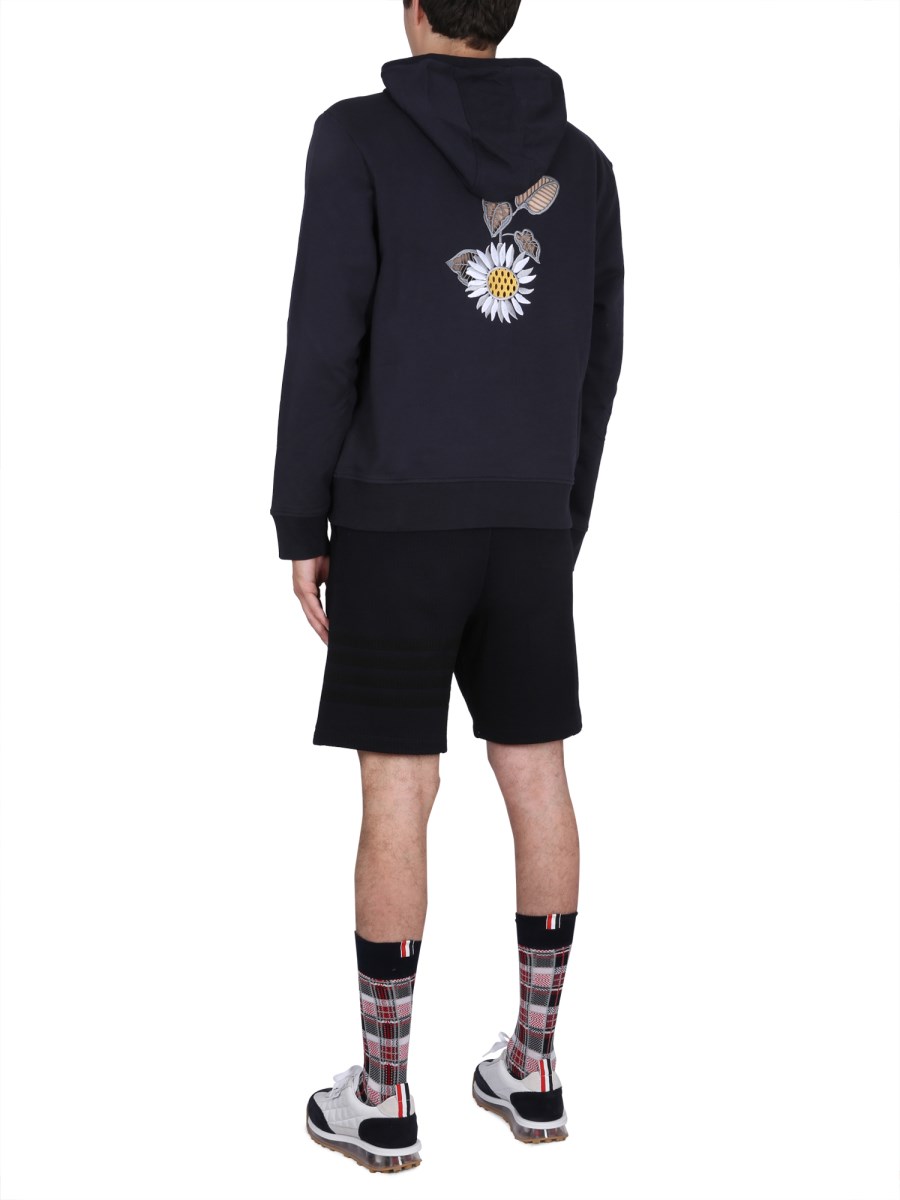 THOM BROWNE FELPA IN COTONE CON RICAMO