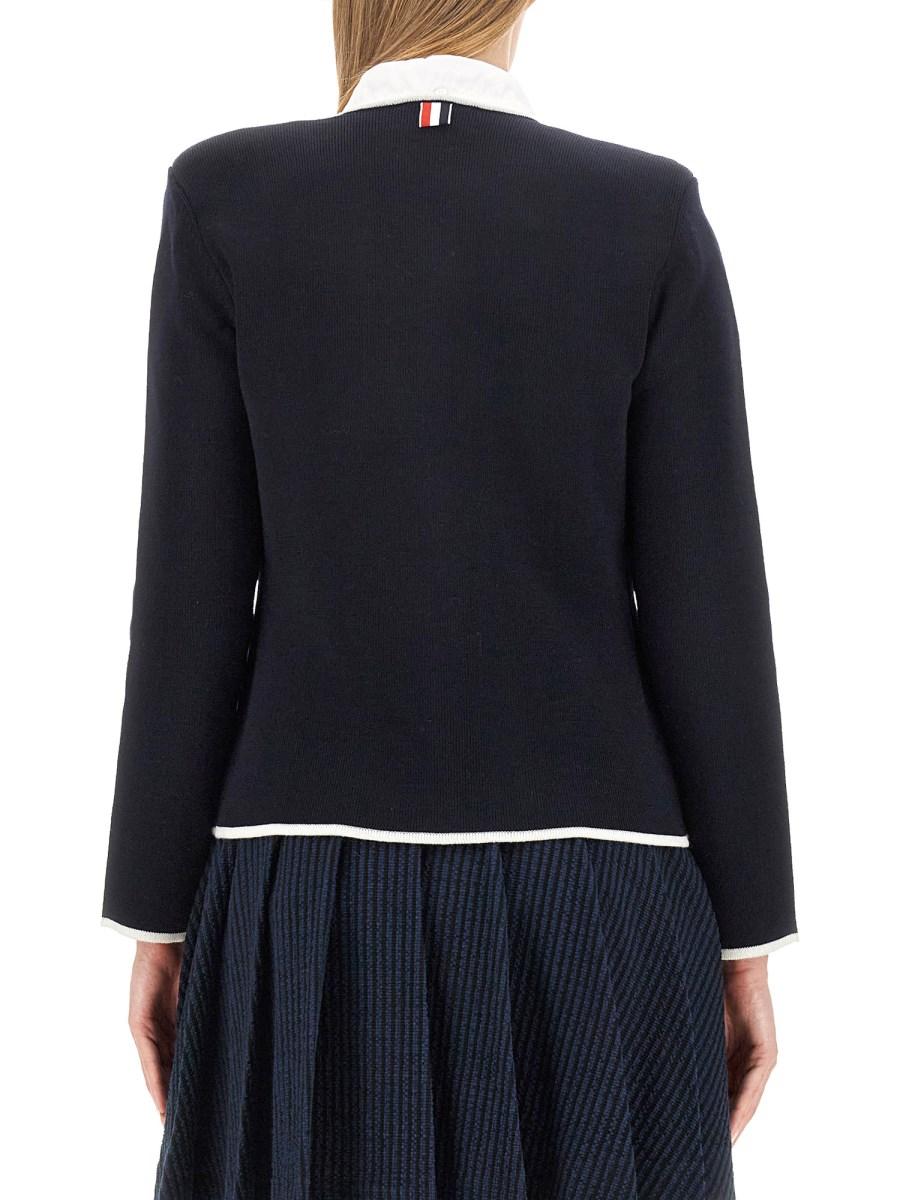 THOM BROWNE GIACCA MONOPETTO IN LANA MERINO