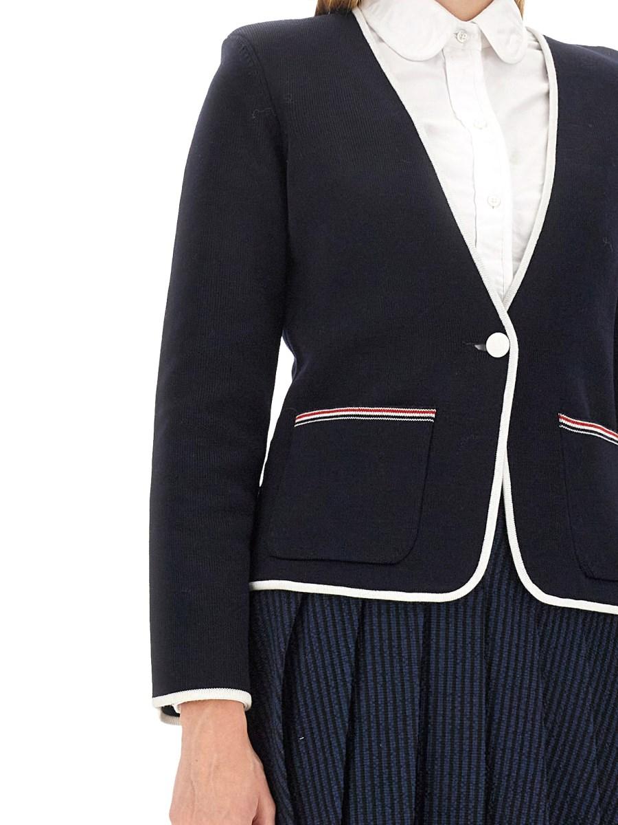 THOM BROWNE GIACCA MONOPETTO IN LANA MERINO