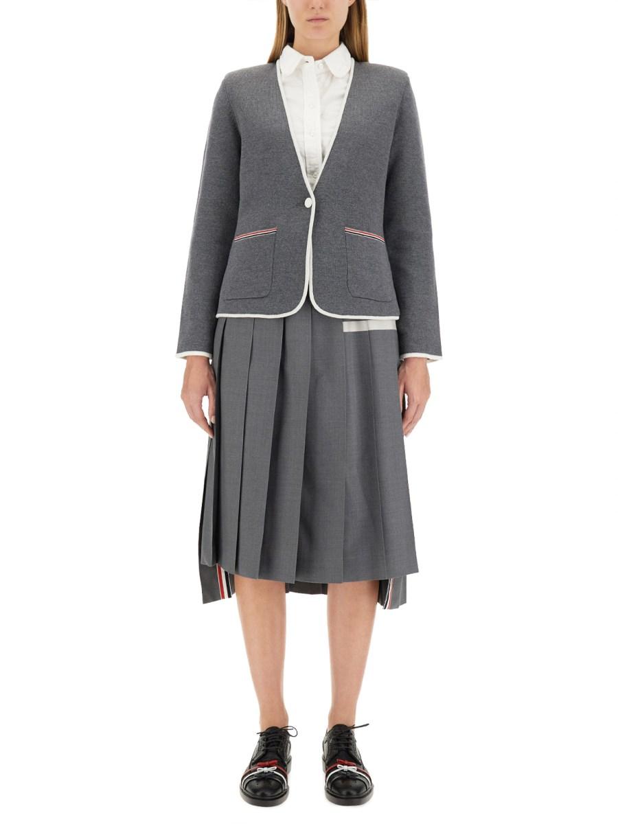 THOM BROWNE GIACCA MONOPETTO IN LANA MERINO