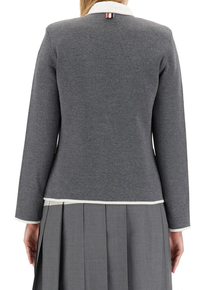 THOM BROWNE GIACCA MONOPETTO IN LANA MERINO