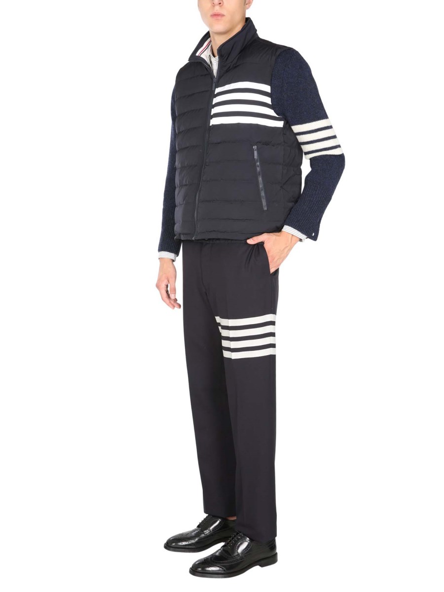 THOM BROWNE GILET 4BAR IMBOTTITO IN TWILL