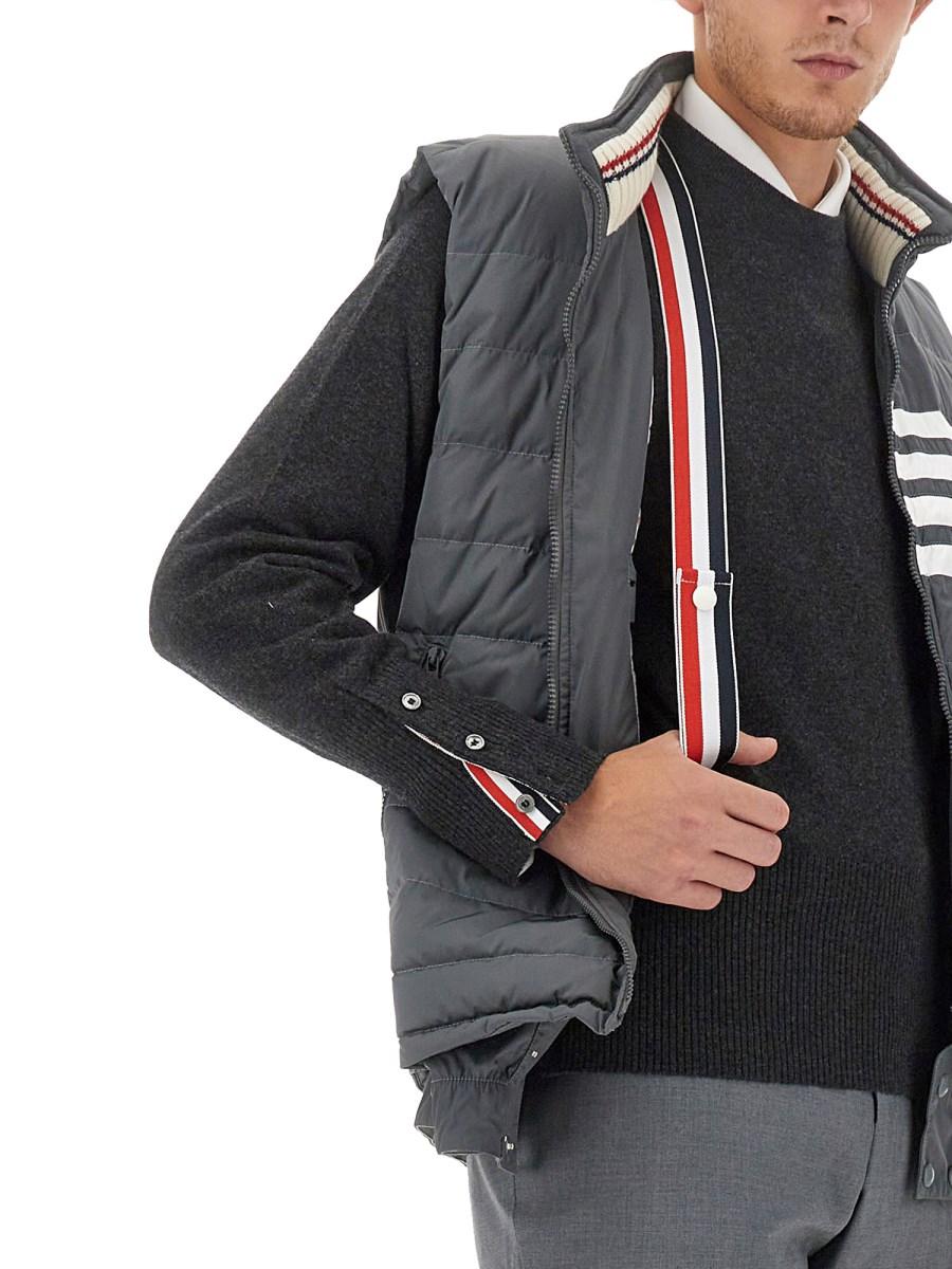 THOM BROWNE GILET 4BAR IMBOTTITO IN TWILL