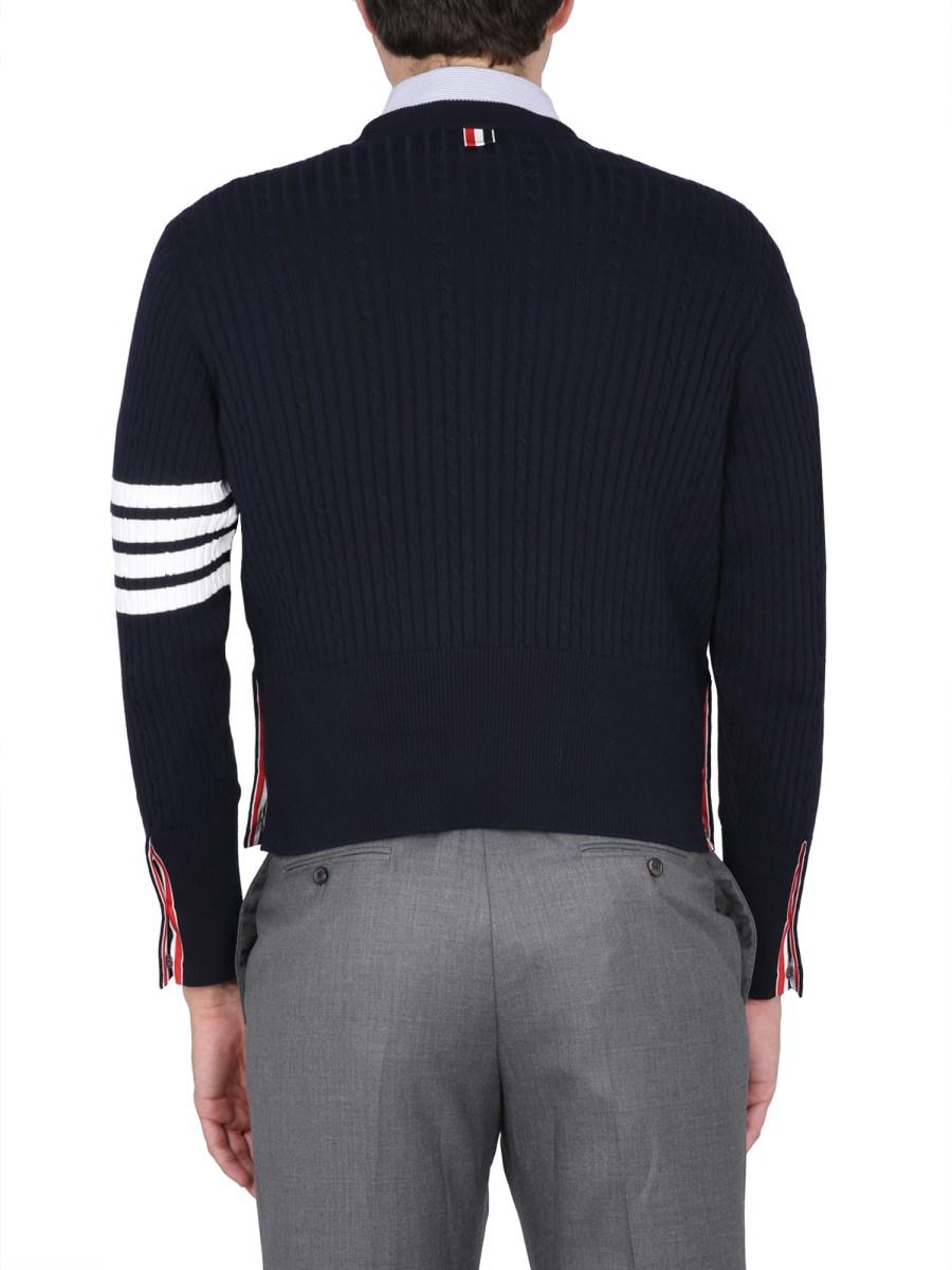 THOM BROWNE MAGLIA 4BAR STRIPE IN COTONE