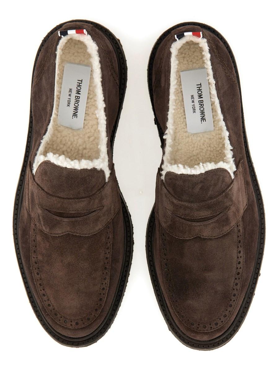 THOM BROWNE MOCASSINO "PENNY" IN SUEDE E SHEARLING