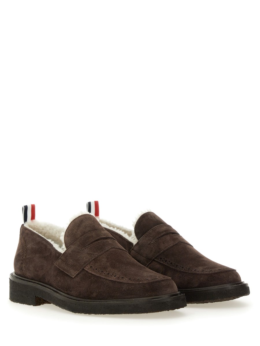 THOM BROWNE MOCASSINO "PENNY" IN SUEDE E SHEARLING