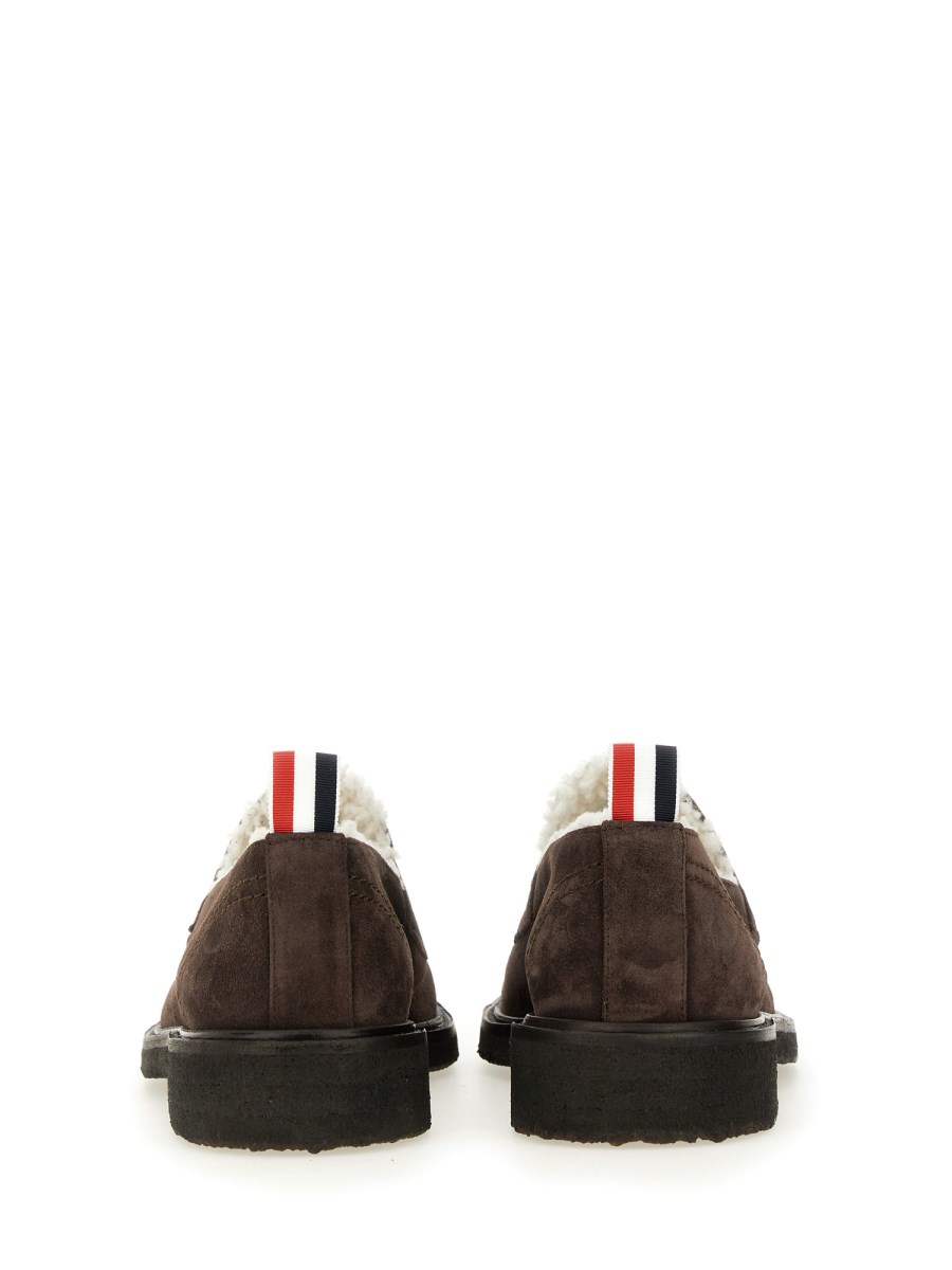 THOM BROWNE MOCASSINO "PENNY" IN SUEDE E SHEARLING