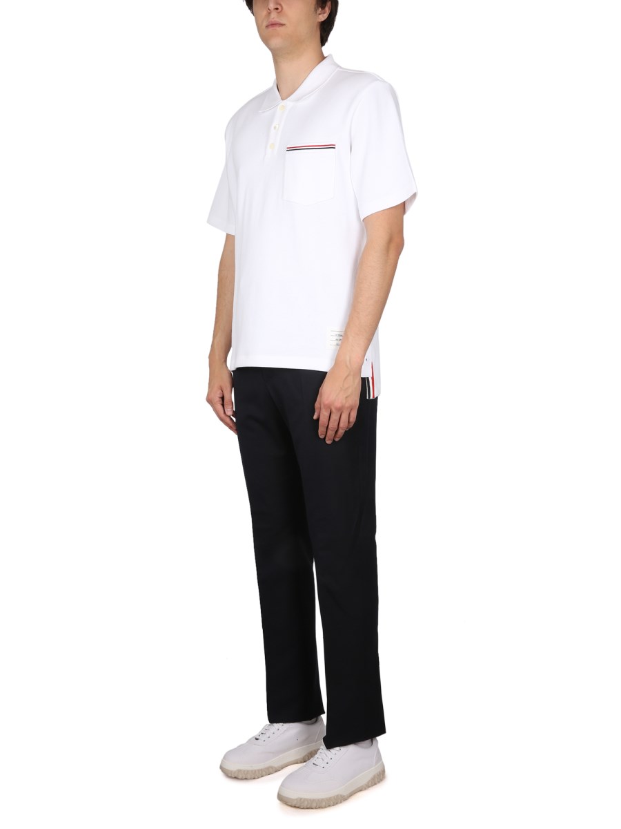 THOM BROWNE POLO IN COTONE INTERLOCK