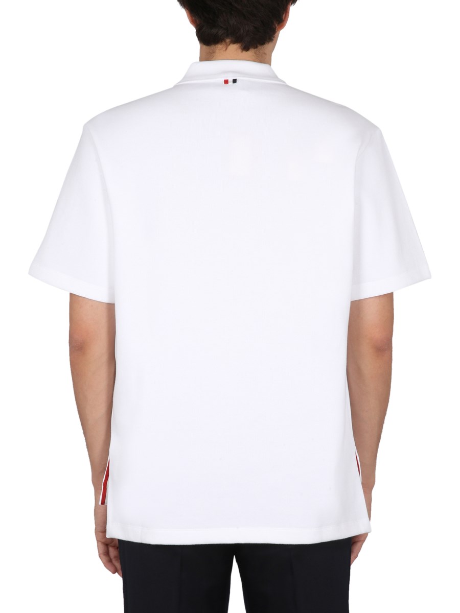 THOM BROWNE POLO IN COTONE INTERLOCK