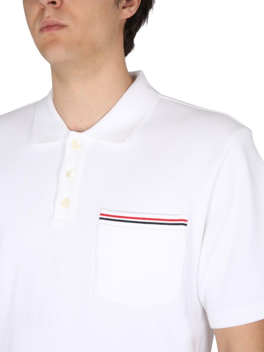 THOM BROWNE POLO IN COTONE INTERLOCK