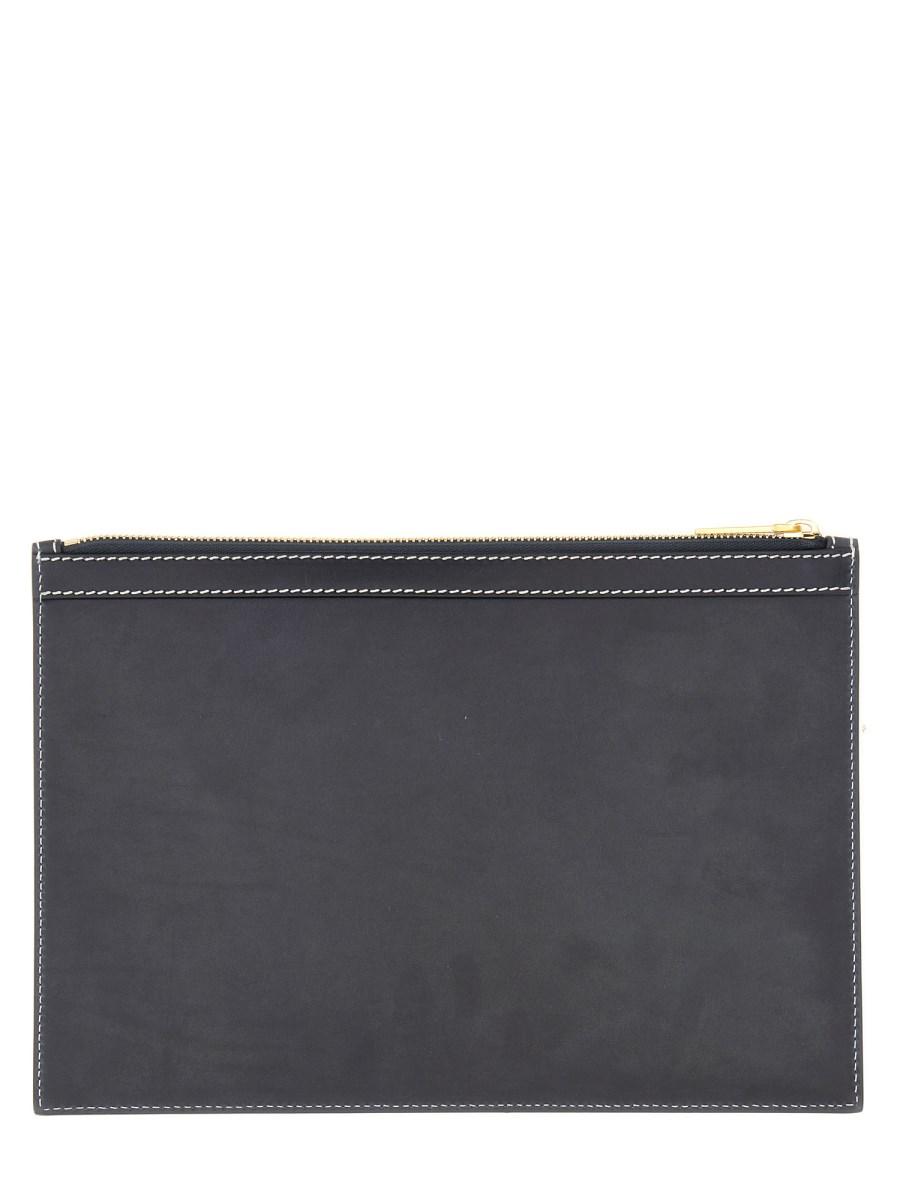 THOM BROWNE PORTA TABLET SMALL IN PELLE GRANULATA