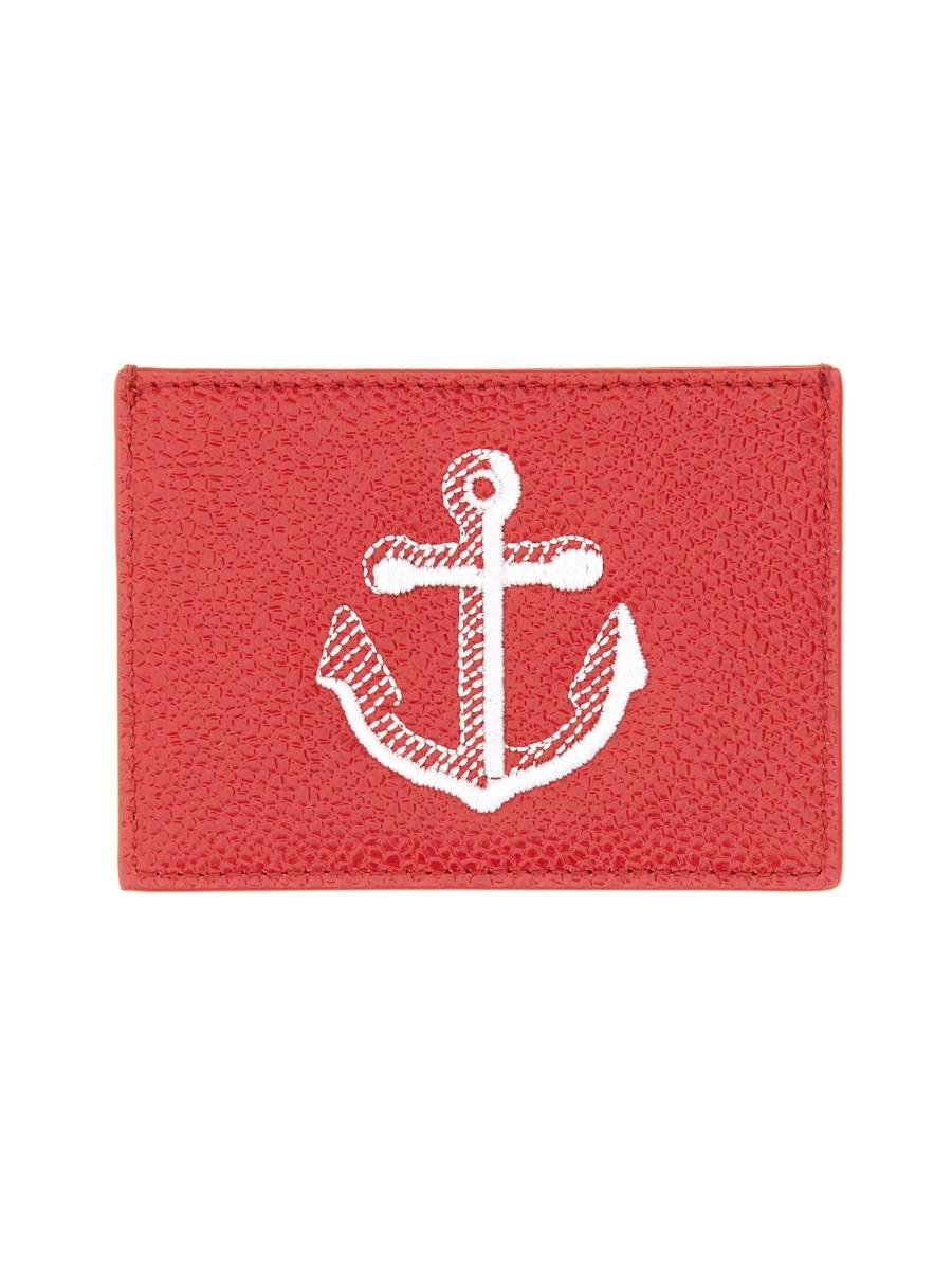 THOM BROWNE PORTACARTE AANCHOR IN PELLE MARTELLATA