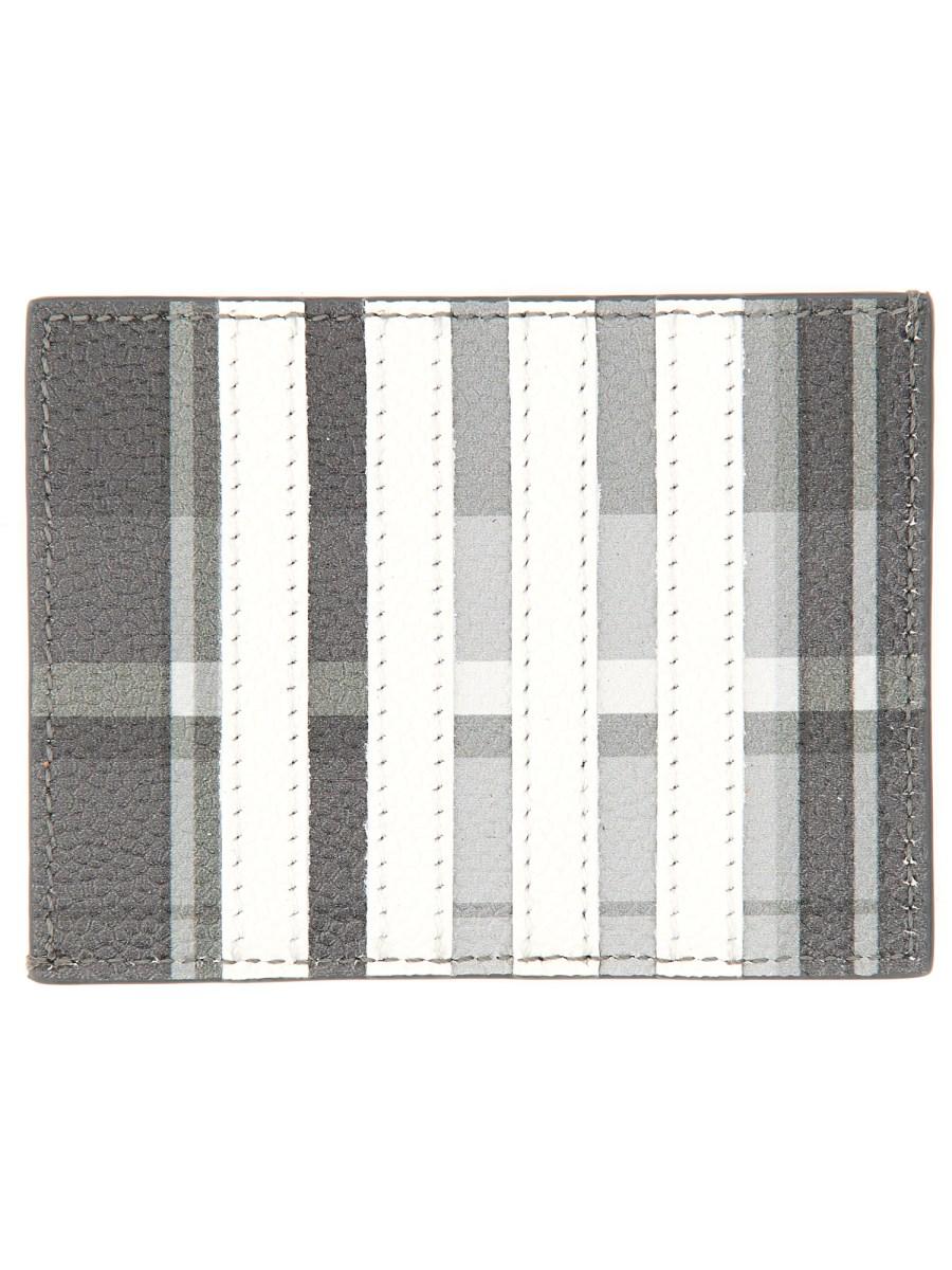 THOM BROWNE PORTACARTE CON LOGO IN PELLE GRANULATA
