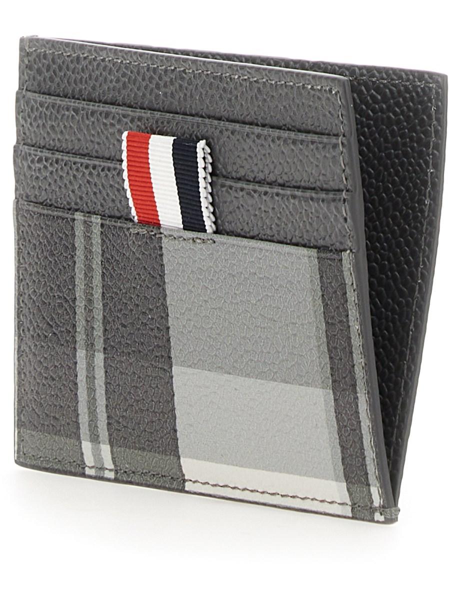 THOM BROWNE PORTACARTE CON LOGO IN PELLE GRANULATA