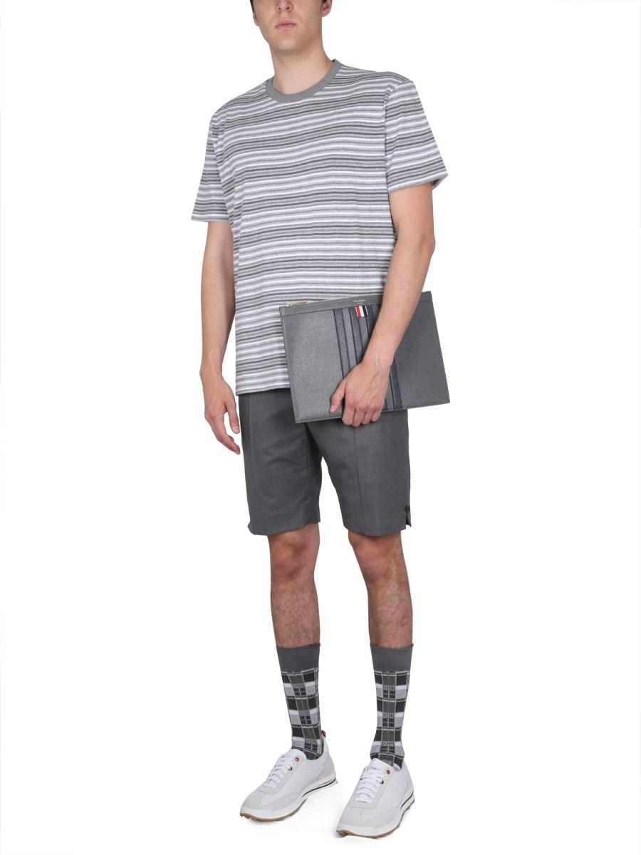 THOM BROWNE T-SHIRT A RIGHE IN JERSEY DI COTONE