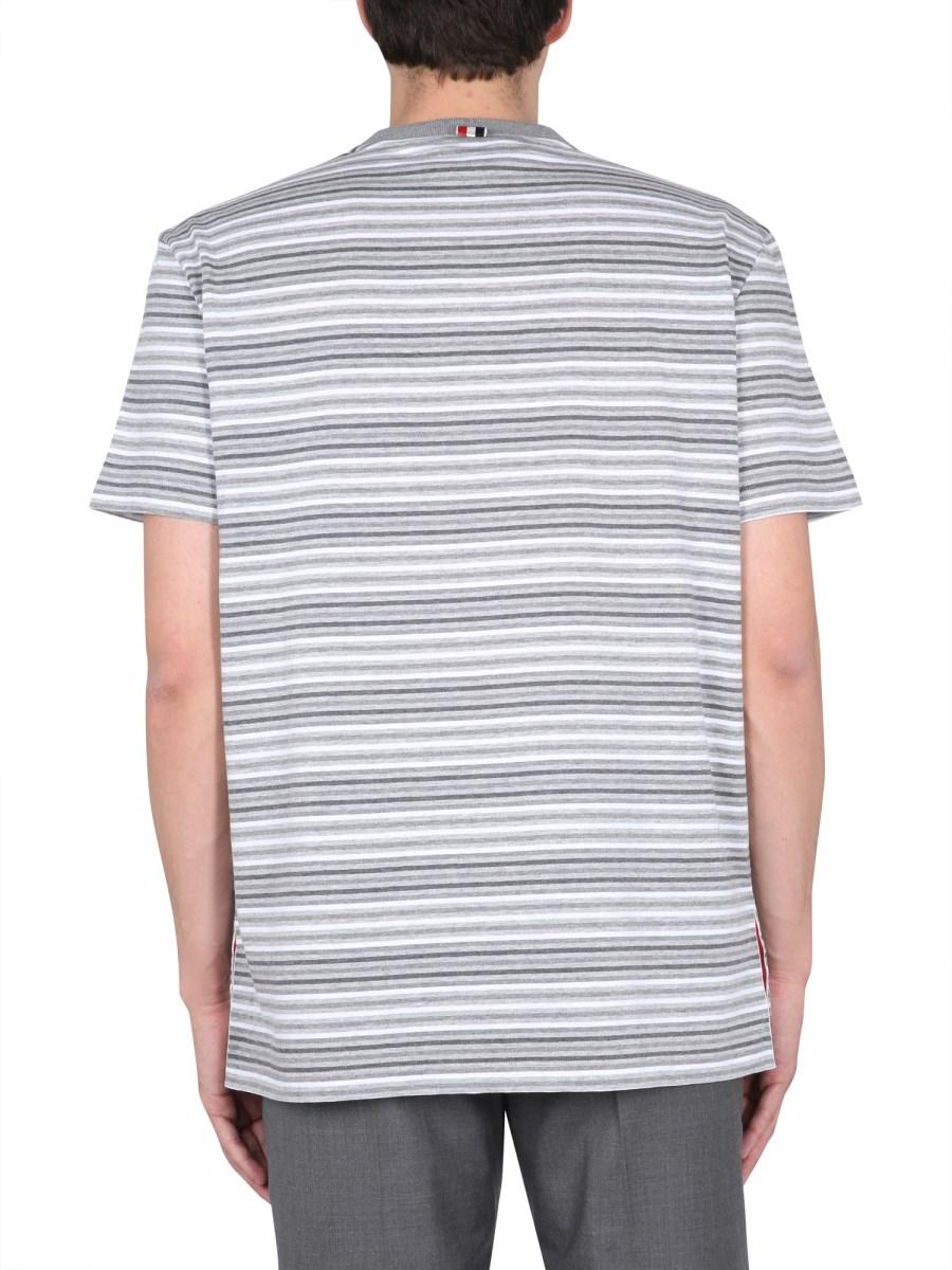 THOM BROWNE T-SHIRT A RIGHE IN JERSEY DI COTONE