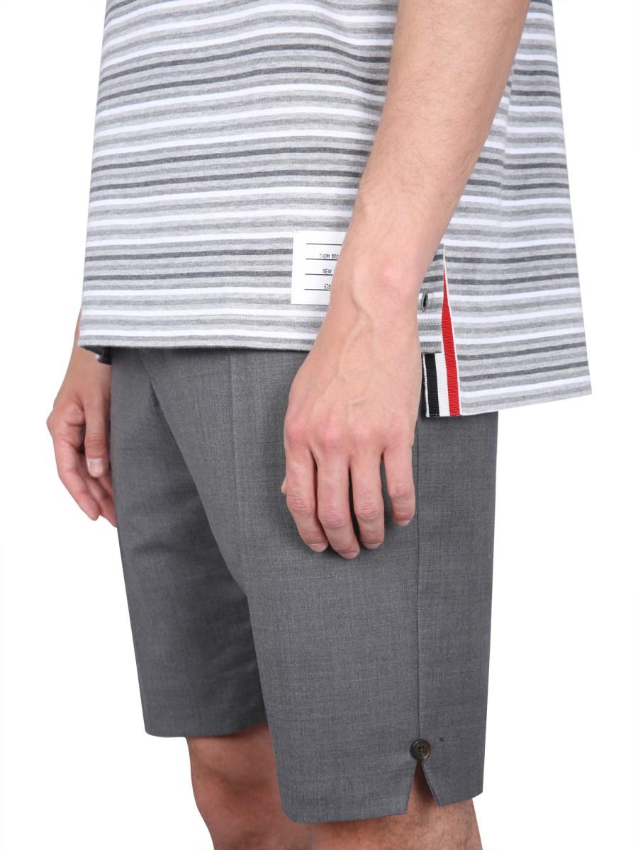 THOM BROWNE T-SHIRT A RIGHE IN JERSEY DI COTONE