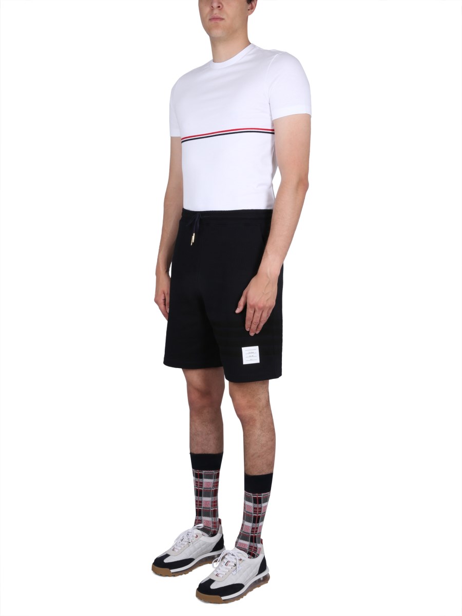 THOM BROWNE T-SHIRT IN COTONE RWB STRIPE