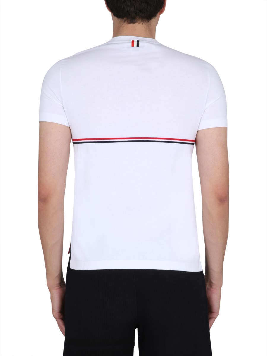 THOM BROWNE T-SHIRT IN COTONE RWB STRIPE