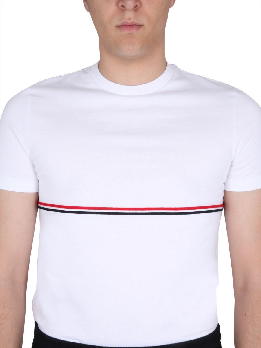 THOM BROWNE T-SHIRT IN COTONE RWB STRIPE